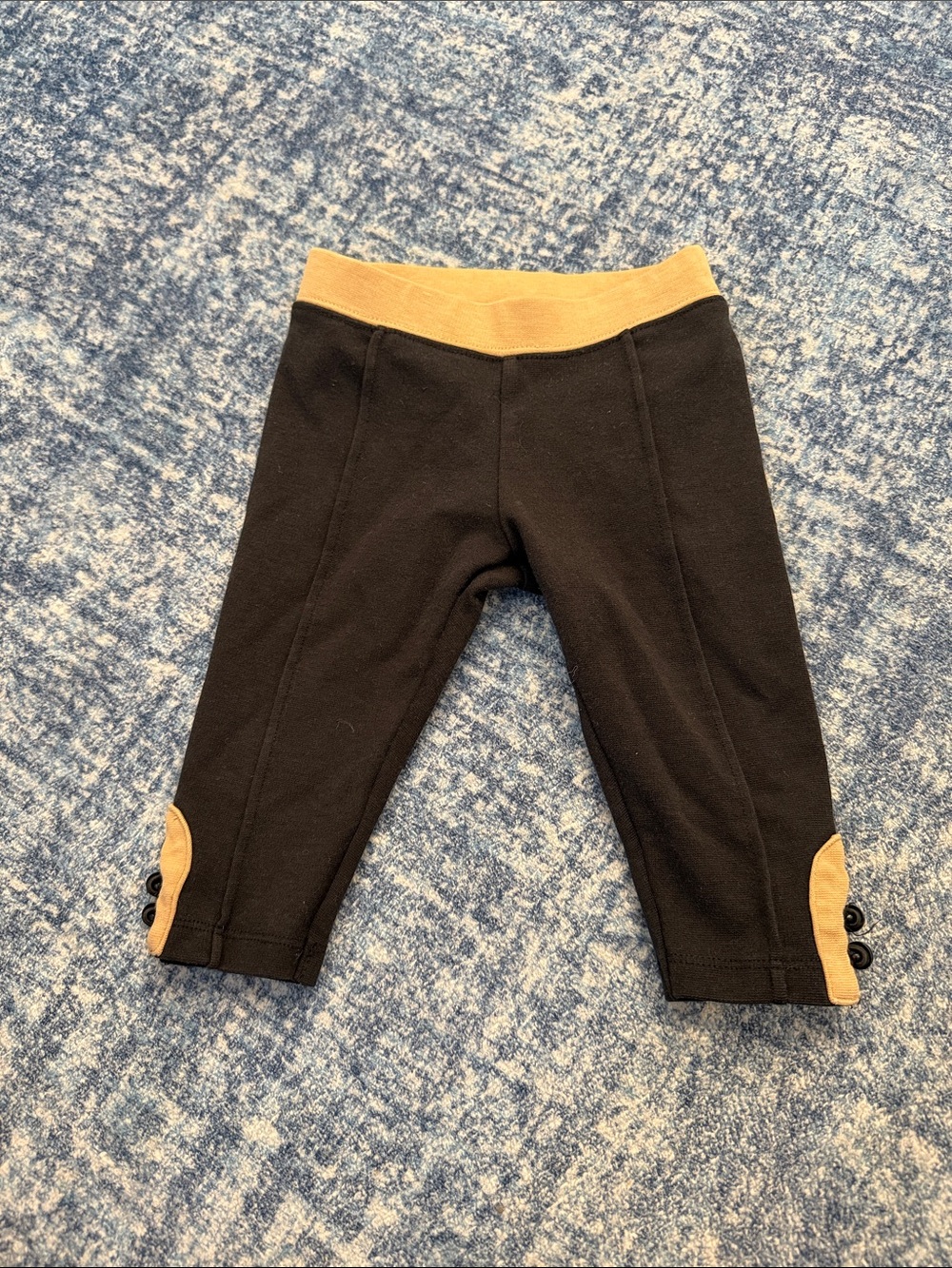 Janie and Jack Black Leggings with Tan Waistband and Cuff Accents